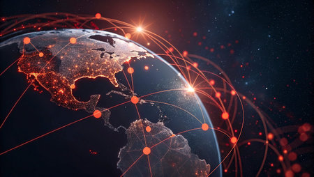 Global network connection over the world.