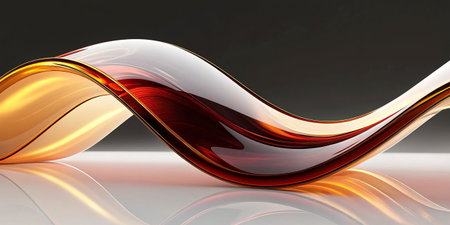 3d illustration of abstract wavy background with glossy red and gold