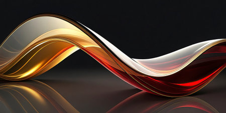 abstract wavy shape on a black background. 3d illustrationの写真素材