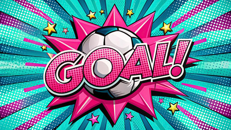 Goal - Comic book style word on abstract background. Vector illustration.