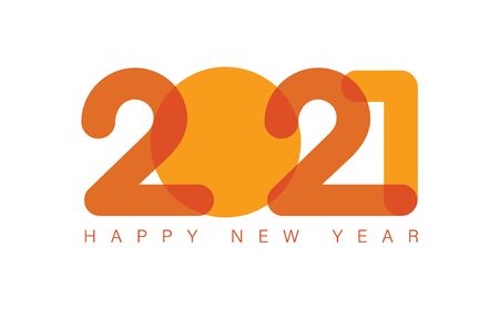 2021 Happy New Year text design with golden text on white background. 2021 imageのイラスト素材