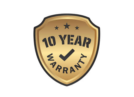 10 year Warranty Gold Shields on White Backgroundのイラスト素材