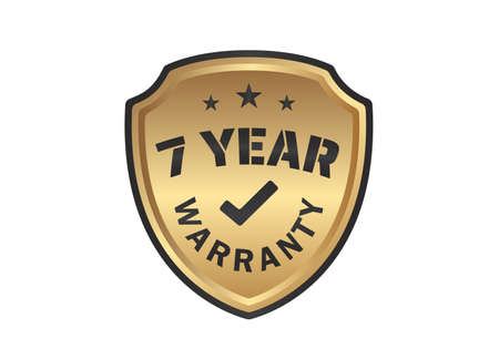 7 year Warranty Gold Shields on White Backgroundのイラスト素材