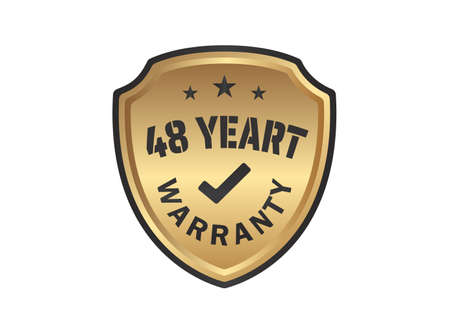 48 year Warranty Gold Shields on White Backgroundのイラスト素材