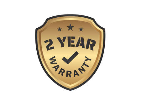 2 year Warranty Gold Shields on White Backgroundのイラスト素材