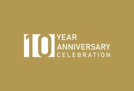 10 years anniversary celebration logotype on gold Backgroundのイラスト素材