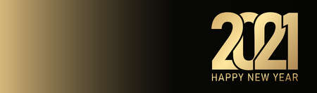Long Black and Gold Banner 2021 Happy New Year