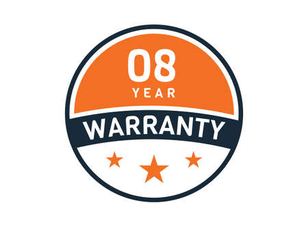 Illustration for 8 year warranty, 8 years warranty badge - Royalty Free Image