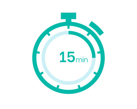 15 minutes timer icon, 15 min digital timer. Clock and watch, timer, countdownのイラスト素材