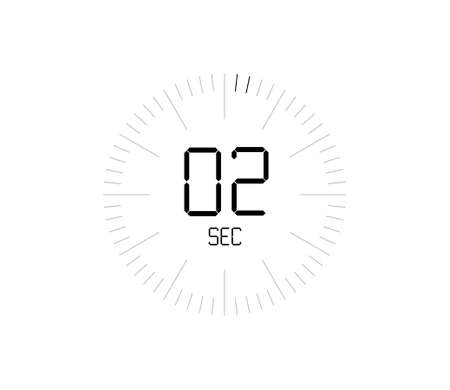 Timer 2 sec icon, 2 seconds digital timerのイラスト素材