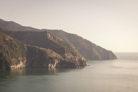sunset over the coast sea Italy Cinque Terre
