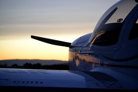 airplane at sunset