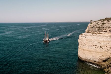 sailing old vintage boat in the sea
