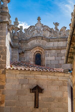 Detail view of side of Cathedral of Avila, Spainの写真素材
