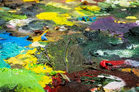 Painters color palette, acrylic and oil paint multicolor