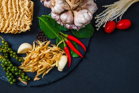 Healthy food ingredients close up top view asian foodの写真素材