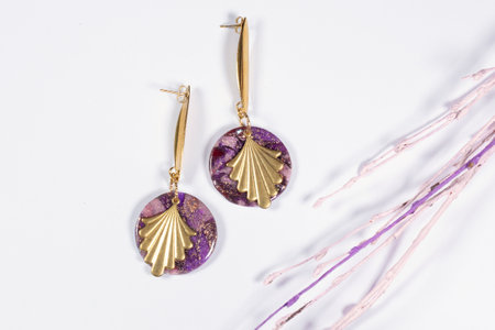 jewelry earrings on a white background. jewelry for womenの写真素材