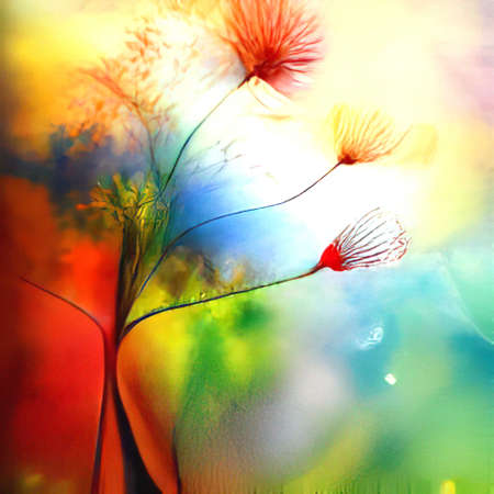 Beautiful nature background art of  trees, flowers artistic beautiful sceneの写真素材