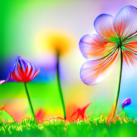 Beautiful nature background art of  trees, flowers artistic beautiful sceneの写真素材