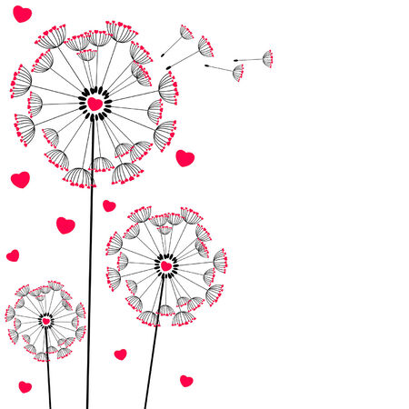 Dandelion with stamen made of hearts.のイラスト素材