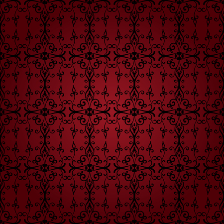 Seamless vector damask pattern. Red and black.のイラスト素材