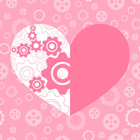 Postcard with heart made of gears.のイラスト素材