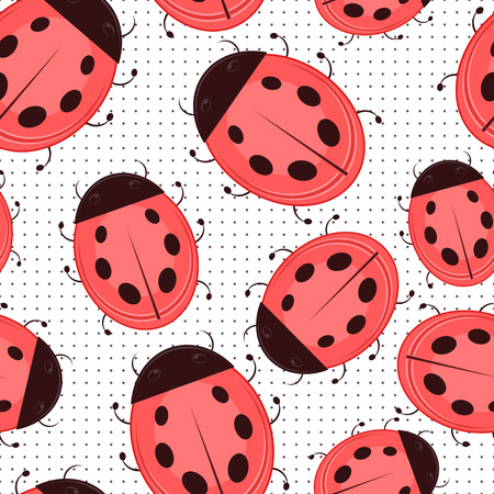 Seamless background made of red ladybugs.のイラスト素材