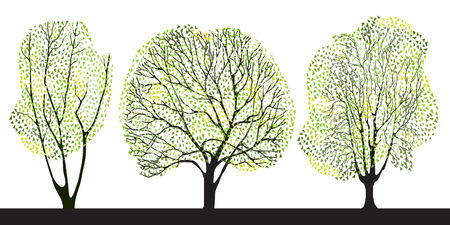 Set of three pretty graphic trees.のイラスト素材