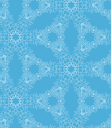 Seamless hex background made of flowers. Looks like snow ornament.のイラスト素材