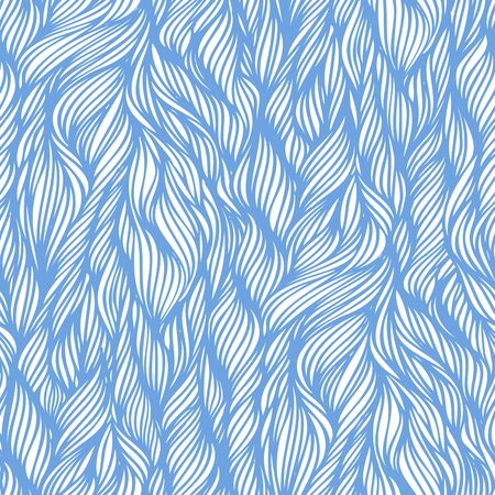 Seamless ornament made of blue curly waves.のイラスト素材