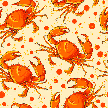 Seamless pattern made of vivid red crab.のイラスト素材