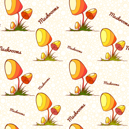 Seamless pattern made of colorful pretty mushroom (honey fungus).のイラスト素材