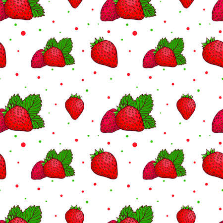 Seamless pattern of berries. Red, ripe and tasty.のイラスト素材
