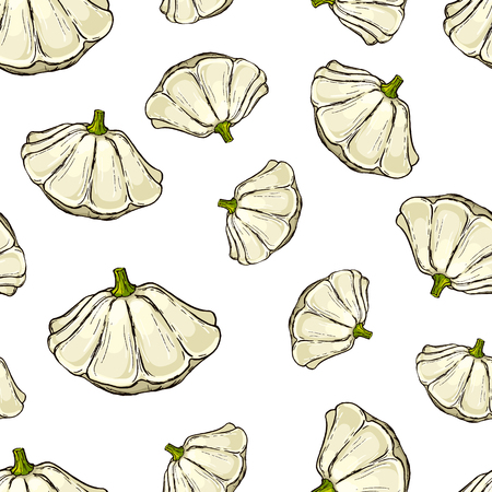 Colorful hand drawn vector squash seamless pattern.のイラスト素材