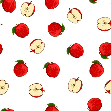 Colorful hand drawn vector apple seamless pattern.のイラスト素材