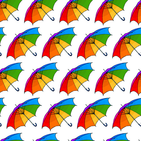 Cute seamless pattern made of hand drawn colorful umbrellas.のイラスト素材