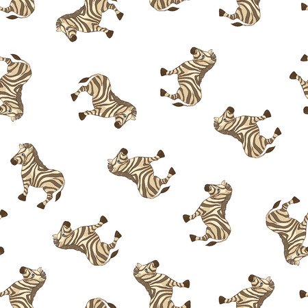 Funny seamless pattern made of cartoon zebras.のイラスト素材