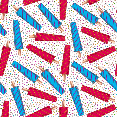 Cute seamless pattern made of hand drawn ice cream. Pretty birthday or valentine pattern.のイラスト素材