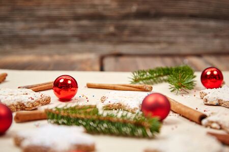 Christmas cookies on paper backgroundの写真素材