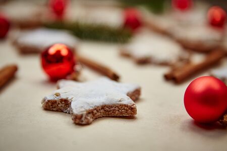 Christmas cookies on paper backgroundの写真素材