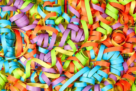 Carnival paper ribbons background with different colorsの写真素材