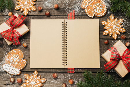 Cozy winter holidays Christmas Composition with space for textの写真素材