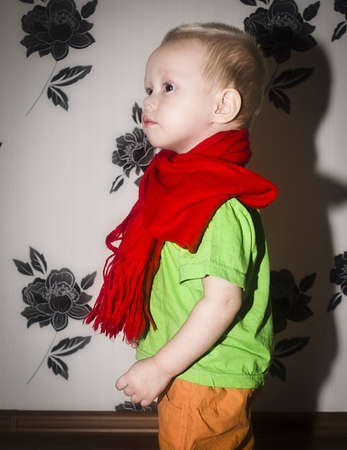 baby, people, one, child, innocence, cute, person  Mode, red,  scarfの写真素材