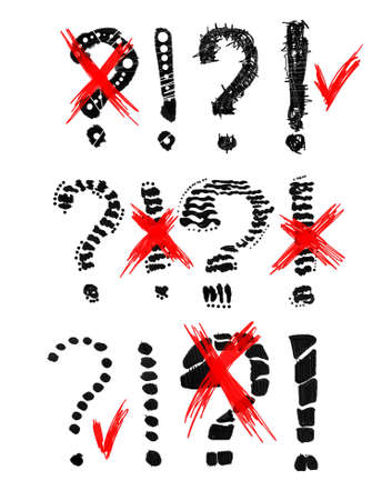 Exclamation mark and question sign.Correctly and incorrectlyの写真素材