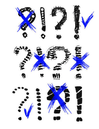 Exclamation mark and question sign.Correctly and incorrectlyの写真素材