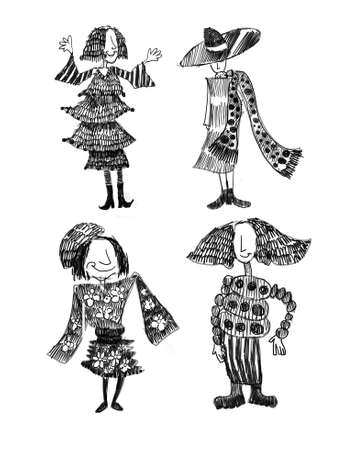 The drawn fashionable womenの写真素材