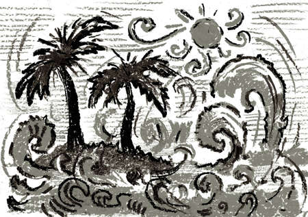 rest,  sea, palm treesの写真素材