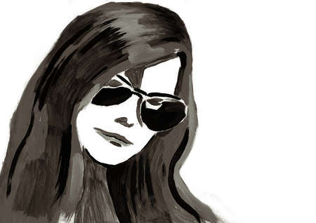 The girl wearing spectaclesの写真素材