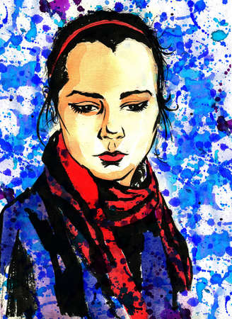 The thoughtful girlの写真素材