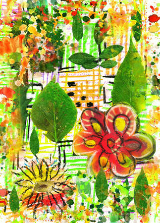 Composition from leaves.Summer mood